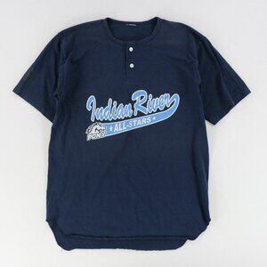 Single Stitch T-Shirt Adult Size L Henley Vintage Indian River USA Baseball MLB